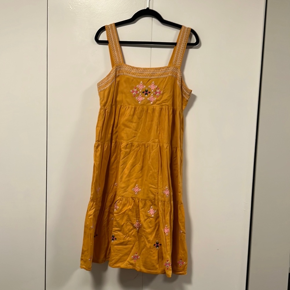 Madewell primrose yellow embroidered sundress